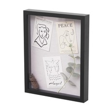 11x14 Shadow Box Frame with Linen Backboard  Real Glass, Wood Display Case, ...
