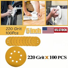 100 PCS 5in Sanding Discs 8-Hole Hook Loop Sander Orbital Sandpaper 220 Grit US 0.23 per gallon