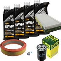 Mann Inspektionspaket 4L Mannol Longlife 504/507 5W-30 FüR Audi 80 2.0 1.6