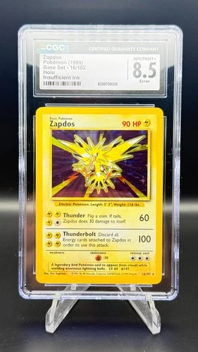 Insufficicient Ink Error Zapdos CGC 8.5 - "Gold Spatter" - 16/102 Base Set