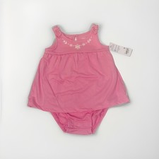 Baby Girls Bodysuit-Dress Outfit Sz 12 Months Pink Sleeveless Flowers Summer NEW