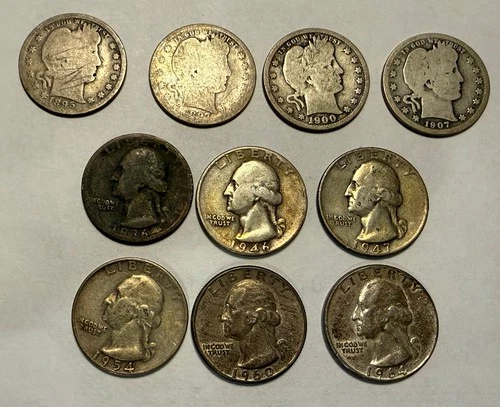 US 25 cent Quarters D LOT 10 1895-1964