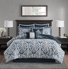 Madison Park Odette Cozy Comforter Set Jacquard Damask Medallion Design -