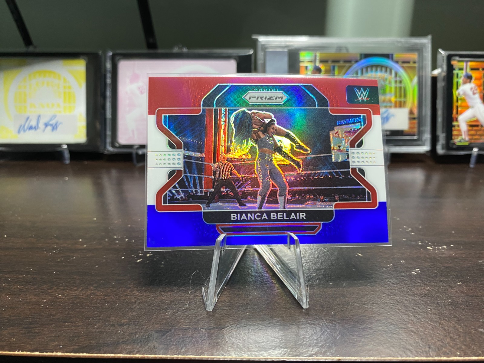 2022 Panini Prizm WWE Red White & Blue Prizm Bianca Belair #9