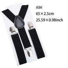 Adjustable Elastic Suspenders for Kids Boys Girls Black Braces Fashion Accessory