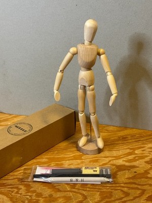 Moi Doi Wooden Movable Limbs Person Man Wood Figurine 12  Tall black dome hat
