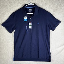 NEW IZOD Golf Polo Shirt Mens Large Blue UPF 15 Advantage Stretch NWT Collared