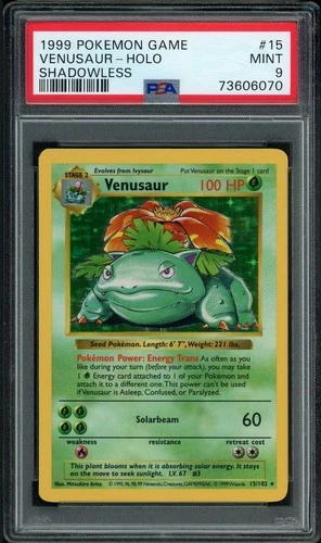 1999 Pokemon Game #15 Venusaur Holo Shadowless PSA 9 Mint