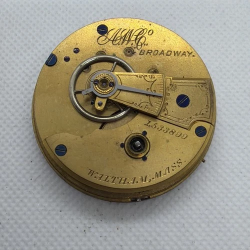 Waltham Antique Keywind Broadway 18s Pocket Watch Mvt Only Good Balance 899