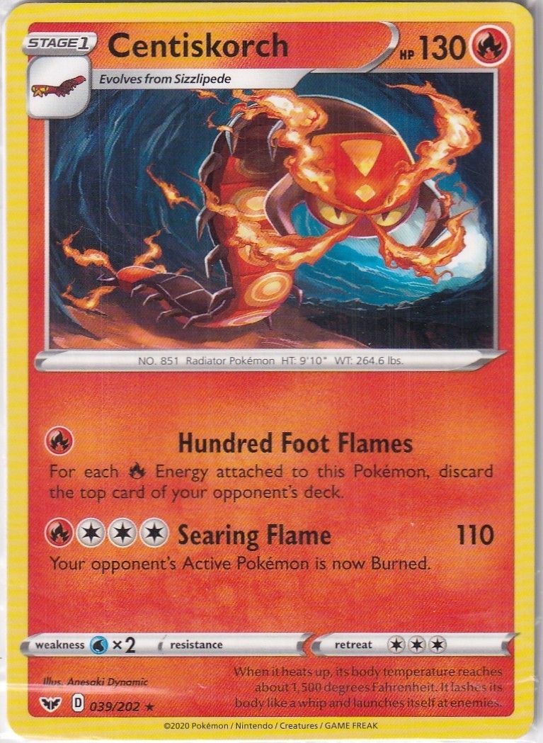 Centiskorch 039/202 Sealed Promo SWSH01: Sword & Shield Base Set Pokémon TCG