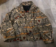 Vintage Painted Pony Open Front Jacket Artsy Textile Geometric USA Made Size 1X