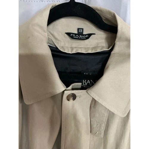 Jos. A. Bank Mens Tan Khaki Trench Coat with Removable Liner Size 42R image 4