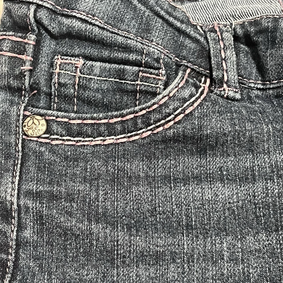 Pantalones de mezclilla Levis corte bota niñas 6x cintura ajustable punto rosa azul jóvenes niños Foto 3 de 4