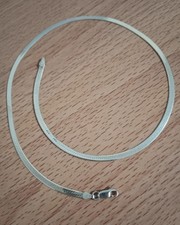 Vtg 925 Italy Sterling Silver 3.5 mm Herringbone Chain Link 18" Necklace