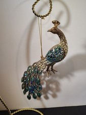 Large Acrylic Glitter PEACOCK Christmas Ornament 8" Long Kurt Adler