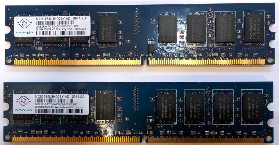 Nanya 6GB (2x2GB + 2x1GB PC2-6400, DDR2-800, SDRAM, DIMM - Bild 2 von 3