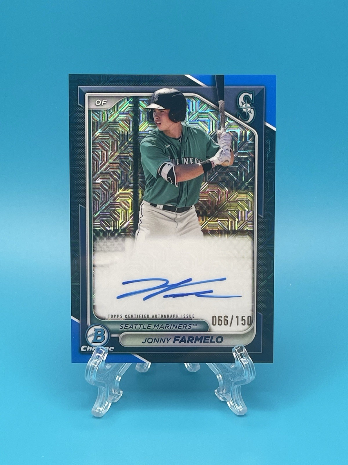 2024 Bowman Mega Prospect Autographs Jonny Farmelo #BMA-JF Blue Refractor /150