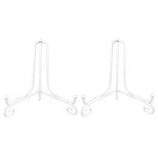 (2 pack 10" Iron Large Plate Stand, White Iron Easel Plate Display Photo Hold...