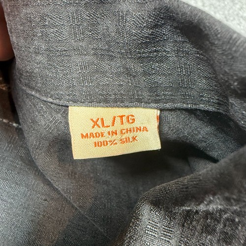 Camicia Tommy Bahama 100% seta uomo taglia XL vestibilità originale manica corta nero intenso - Foto 3 di 10