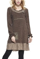 Whimsical Ragamuffin Cottagecore Wool Blend Dress Sz M Lagenlook Fairy Folk Art