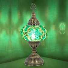 Free LED Bulb Included   Handmade Turkish Mosaic Table Lamp, Boho Moroccan Style