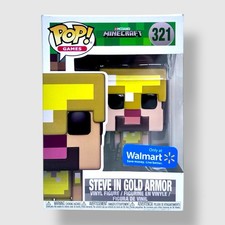 ⛏️ Funko Pop! #321 Steve in Gold Armor Minecraft Walmart Excl SHELF WEAR New