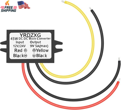 DC-DC 9V Step-Down Adapter 12V 24V to 9V 5A 45W Buck Converter Waterproof Car Mo
