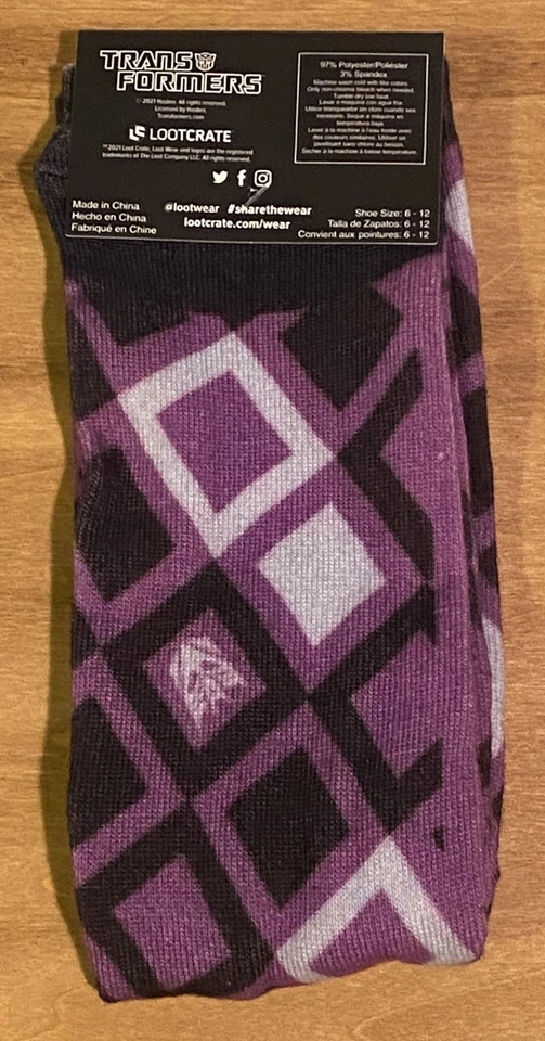 Loot Crate Loot Wear Exclusive Transformers Crew Socks Shoe Size 6-12 - Image 2 of 4