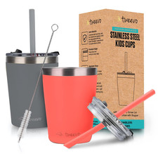 Sippy Cups For Toddlers 1-3 - Toddler Cups w/Screw Lids - Stainless Steel Kids T