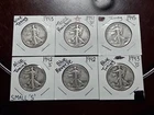 Walking Liberty Half Dollars 90% Silver Circulated Lot of 6
