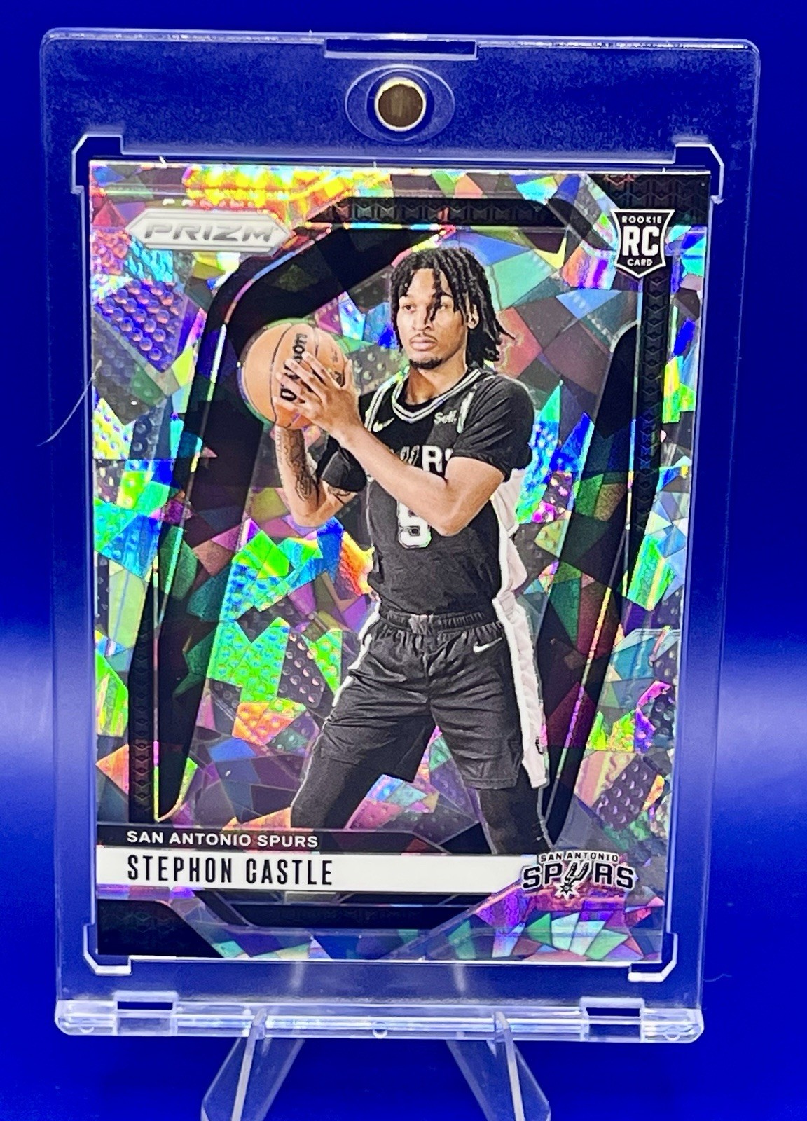 2024 Panini Prizm Stephon Castle #234 Silver Cracked Ice Prizm Rookie Spurs