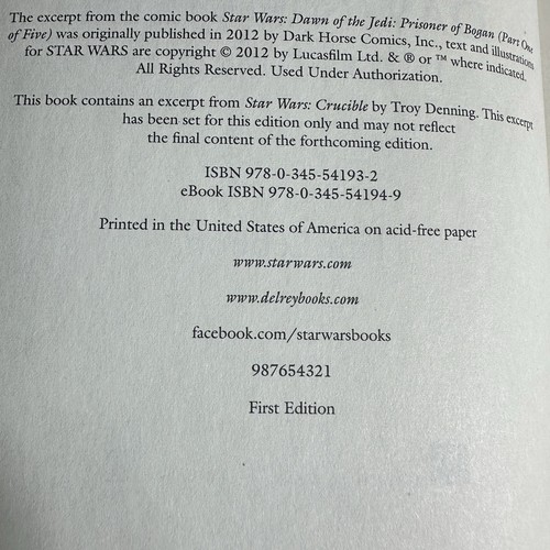 Star Wars Dawn of the Jedi Into the Void Tim Lebbon True 1st Edition Hardcover - Picture 10 of 15