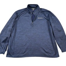 Eddie Bauer Mens XL Blue Heather 1/4 Zip Pullover Fleece Lined Performance Top