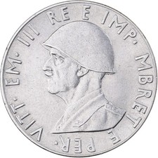 [#225239] Albania, Vittorio Emanuele III, 2 Lek, 1939, Rome, Stainless Steel, AU