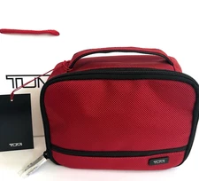 Tumi Red Black Cube Travel Pouch Accessory Zipper Bag