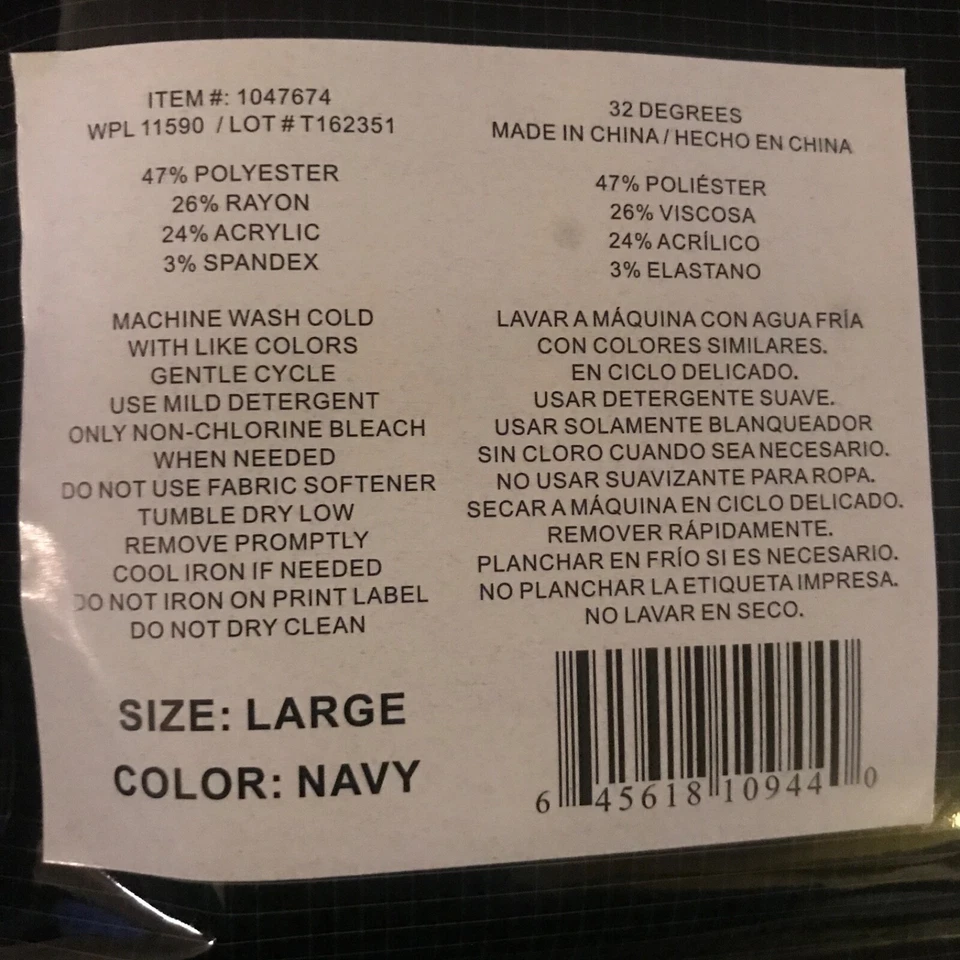 32° Heat Performance Mesh Men Navy  Blue Long Sleeve Crew Neck Shirt Top Size L - Image 4 of 4