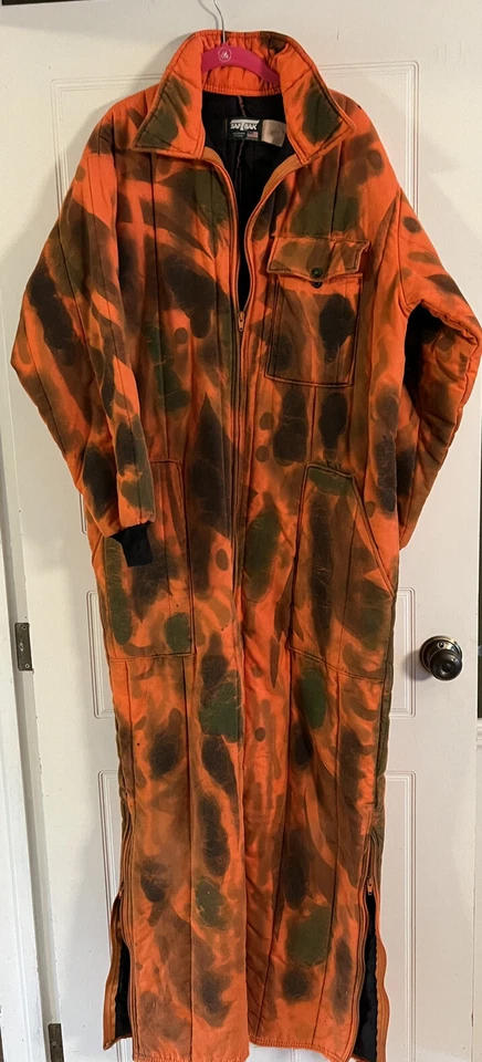 Vtg SafTbak Orange Camouflage Coveralls Vtg 90s Camo Hunting Suit USA L-XL - Image 2 of 4