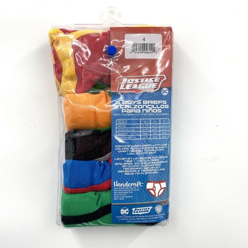 New Justice League DC Comics SIZE 4 Boys 5 Pack Briefs Underwear 100% Cotton - Picture 2 of 2