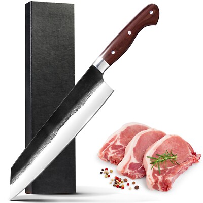 14'' CUSTOM MADE 12C27 S STEEL FORGED SURVIVAL CAMP KITCHEN CHEF KNIFE With BOX