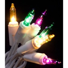 Mardi Gras Icicle Lights Ornament Home Decor Fat Tuesday white wire cord indoor/