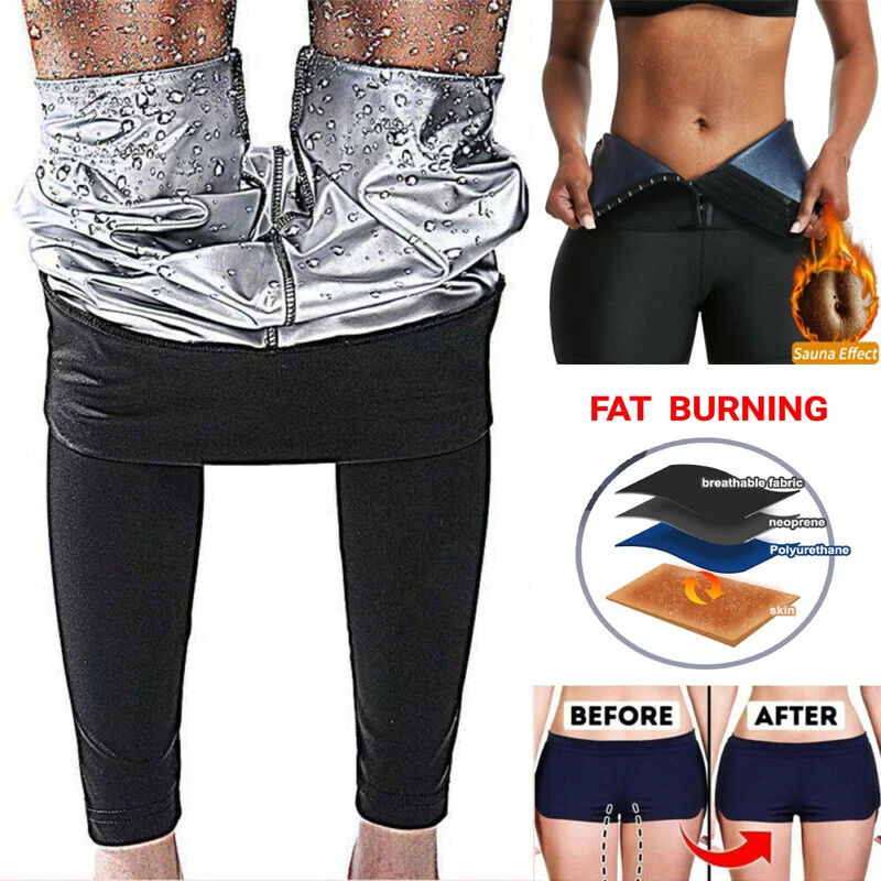 Plus Size Women Neoprene Abdomen Control Sauna Pants High Waist Skinny  Sweating Burning Shaping Leggings 