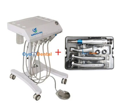 Greeloy Portable Dental Delivery Unit Mobile Dental Cart System +Handpiece Kit