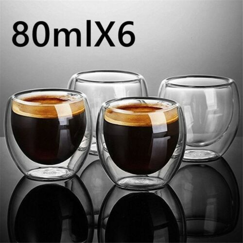 Neu Hitzebeständig Doppelwand Glass Tasse Bier Espresso Kaffee Set Handgefertigt - Afbeelding 1 van 6