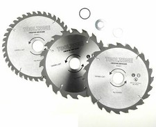 3PC 184MM TCT CIRCULAR SAW BLADES 20, 24 & 40 TEETH WITH ADAPTER O RINGS 185MM
