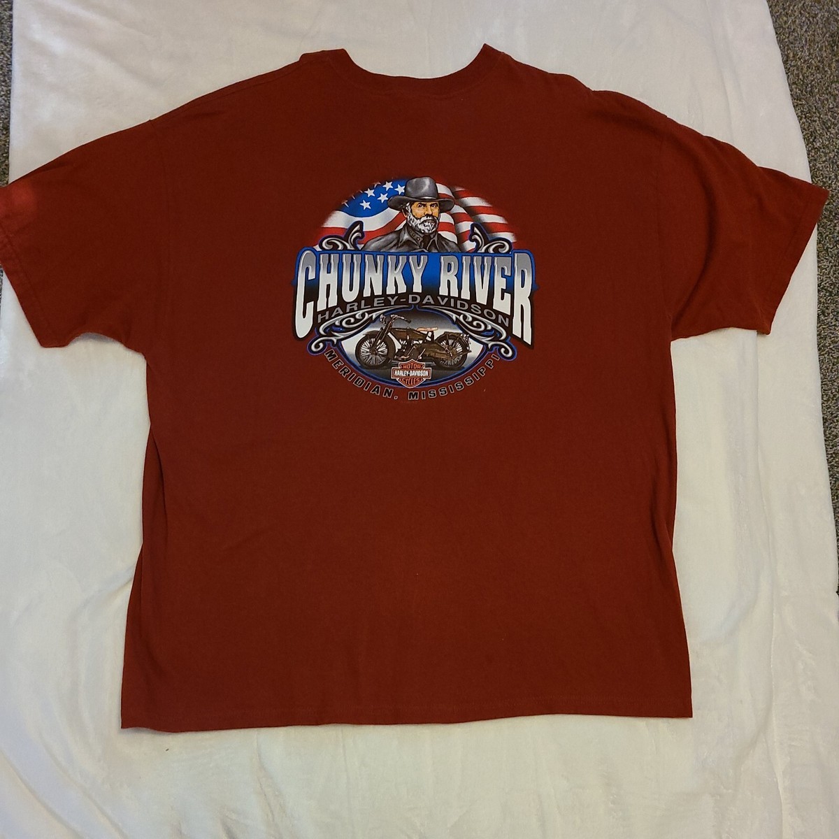 HARLEY-DAVIDSON Tシャツ CHUNKY RIVER Harley Davidson Mens 2XL Burgundy Tshirt Chunky River