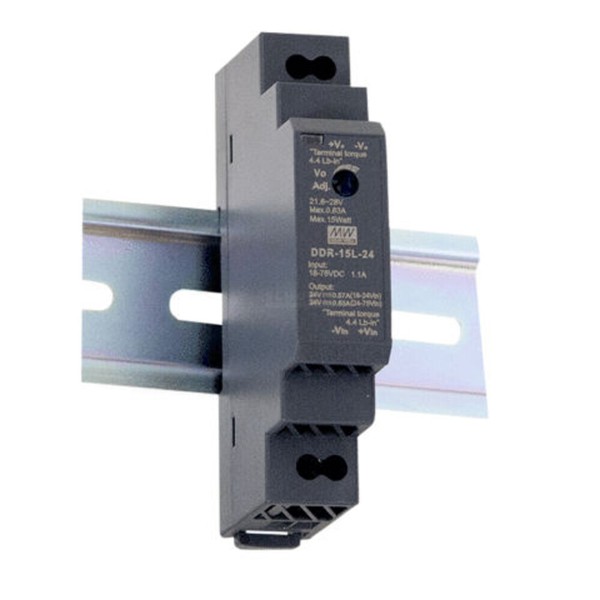 Meanwell DDR-15L-12, Hutschienen-Dc Dc-Wandler, 18-75V:12V 1,25A 15W-image