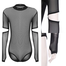 Womens Bodysuit Crotch Jumpsuit Suit Leotard Gymnastics Latin Clothing Dance