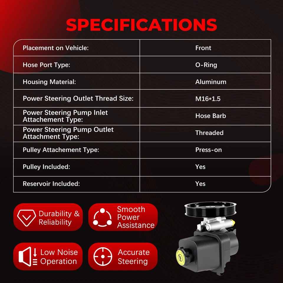 Power Steering Pump 20-65990 w/ Pulley & Reservoir For Trailblazer Envoy 2002-09 - Image 4 of 4