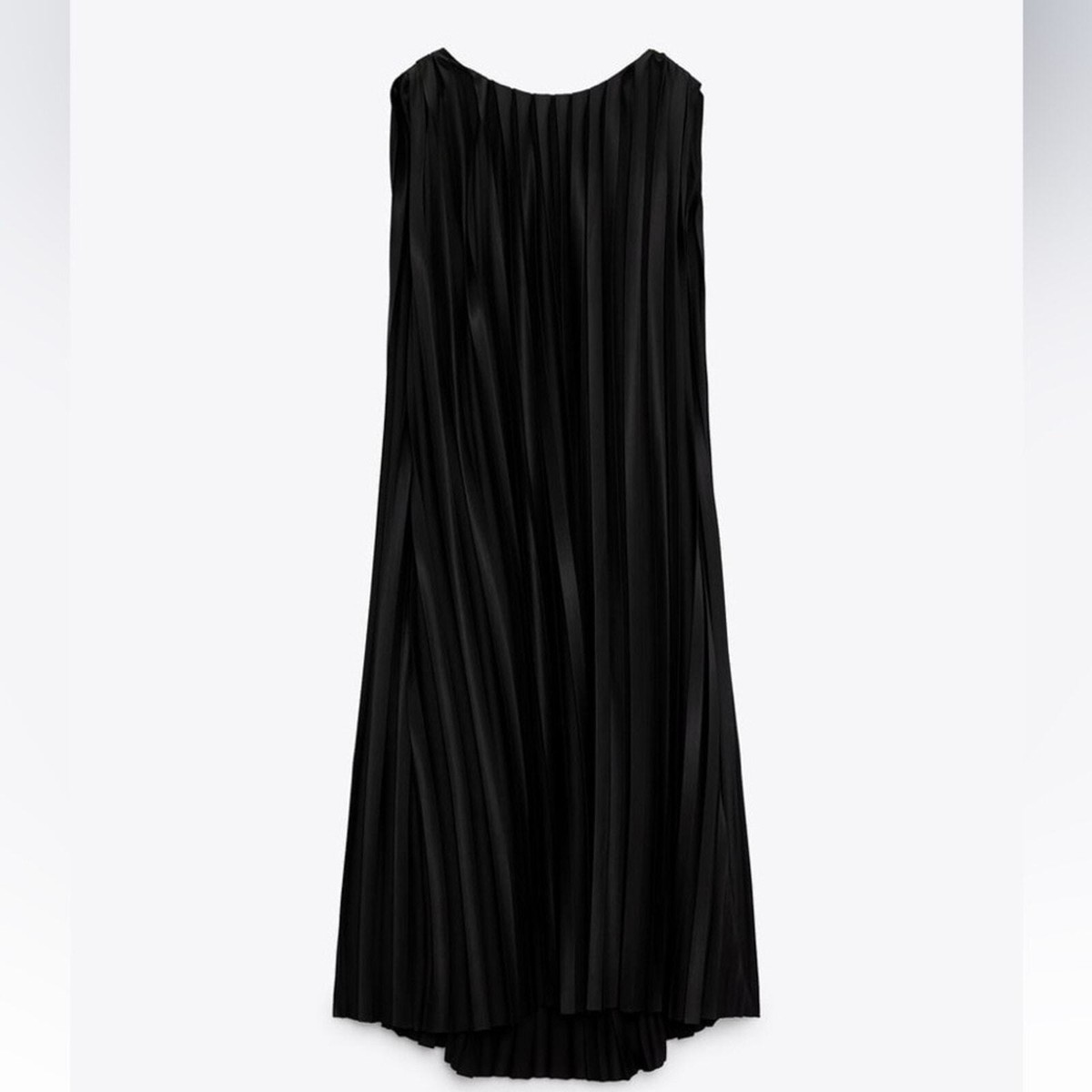 zara black pleated midi dress ZARA WOMAN MIDI ZW COLLECTION DRESS WITH PLEATED SKIRT BLACK 4786/339 NEW