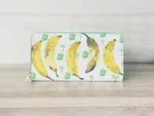 Bananas Vinyl Printed Zip Around Clutch Wallet